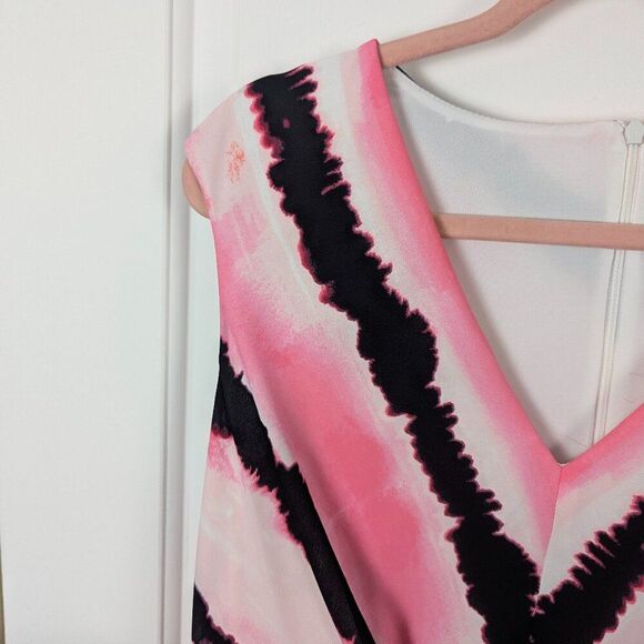 Joseph Ribkoff | Pink Black Tie Dye Summer Dress Size US12 - Picture 7 of 11